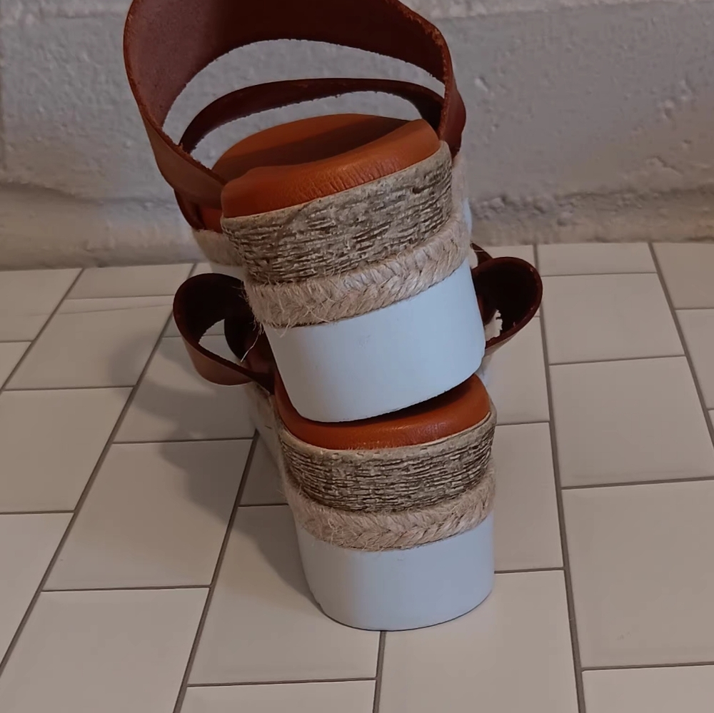 bertuchi Sandals Women Leather Upper Espadrille Slide Brown Sz9 (40) Made Espain - Picture 5 of 9